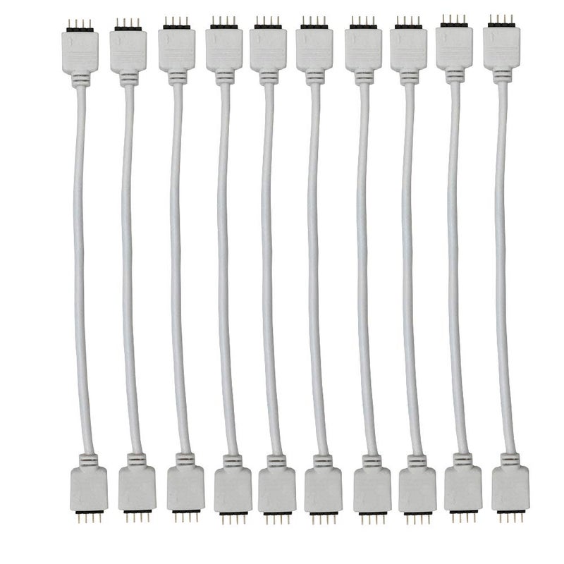 HUALAND 10pcs White 0.3M 0.98ft 4 Color RGB Extension Cable LED Strip Connector LED Connectorï¼ŒRGB Extenderï¼Œled Strip Jumperï¼Œfor SMD 5050 3528 2835 RGB LED Light Strip - Image 1